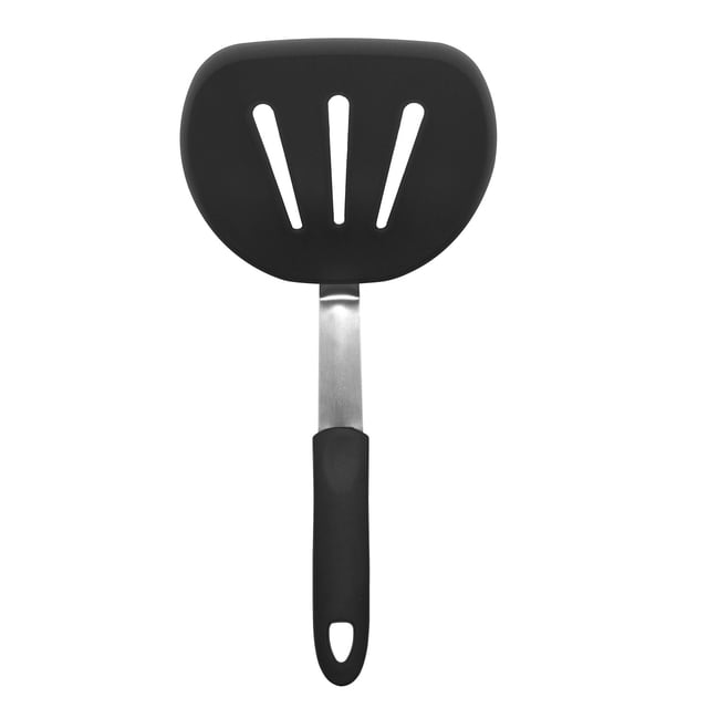 Turner de silicona flexible para panqueques, espátula de silicona negra, la aleta perfecta para panqueques, volteador de huevos, espátula, resistente al calor