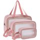 thumbnail image 1 of Neceser Transparente Rosa de 3 Piezas, Bolsa de Viaje, PVC Impermeable. Neceser para mujer, bolsa de viaje para cosméticos, juego de equipaje de mano, 1 of 3