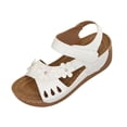 thumbnail image 2 of GERsome Low Wedge Heels Sandals for Women Open Toe Ankle Strap Platform Sandals for Travel Summer Beach, White Size 7.5, 2 of 9