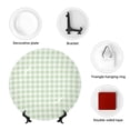 thumbnail image 4 of Kdxio Pistachio Green Checkboard Bone China Decorative Plate Ceramic Decorative Plate for Home Office Wall Stand Decorative Plates for Home Bedroom-7in, 4 of 6