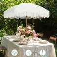 thumbnail image 3 of Boho Fringe Umbrella Outdoor Patio, 6.5ft UPF50+ Picnic Umbrella with Tassels with Steel Pole and Push Button Tilt, Antique White, 3 of 8