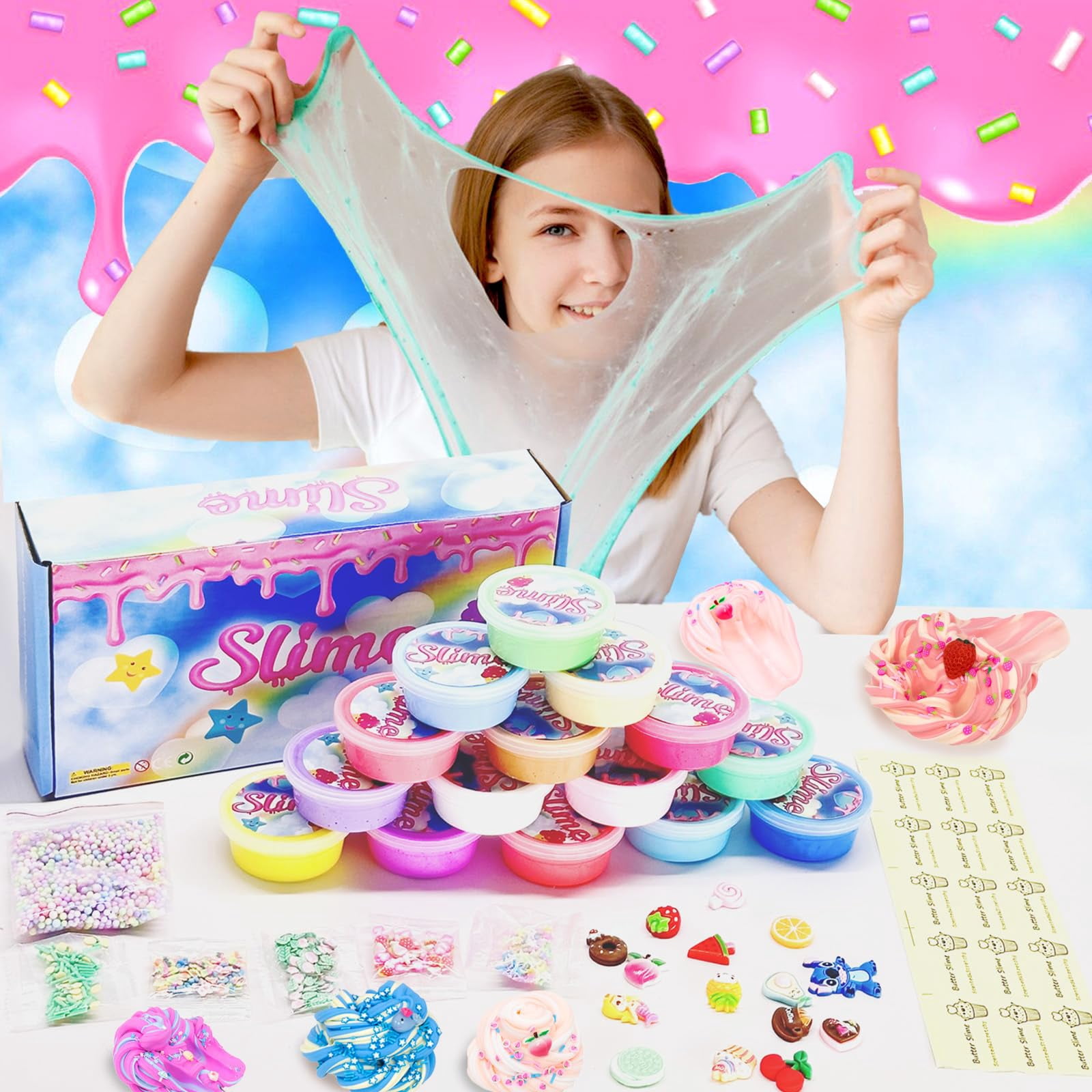 12 Pack Slime kit,DIY Butter Slime,Stress Relief Toys,Craft Toy, for Girl and Boys Party Favors,Easter Basket Fillings and Birthday Gift
