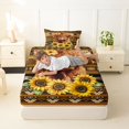 thumbnail image 4 of jejeloiu Aztec Highland Cow Sunflower Art Twin Sheet Sets Kids,Western Farm Print Bedding For Boy,3pcs, 4 of 6