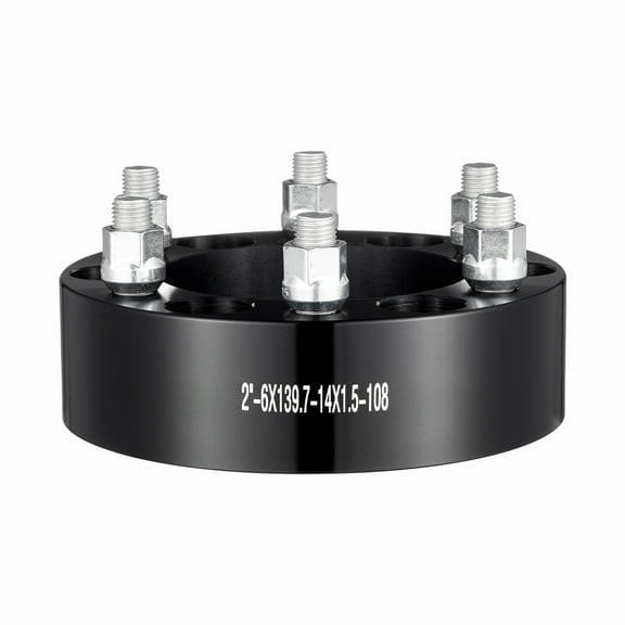 KFFKFF Hubcentric Wheel Spacers, 2-inch 6x5.5 Adapters, 6-Lug Forged Design, 108mm Bore with M14x1.5 Studs, Compatible with 1988-2023 Chevrolet, GMC, Cadillac Models, Set of 4, Black