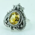 thumbnail image 3 of Navya Craft Citrine Oval Sterling Silver Handmade Yellow Gemstone Statement Women Ring Size 9.5, 3 of 11