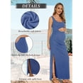 thumbnail image 2 of Split Maternity Dress Sleeveless Long Pregnancy Dress Ruched Maternity Clothes for Women, 2 of 6