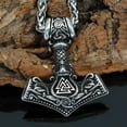 thumbnail image 2 of Norse Valknut Thors Hammer Necklace Stainless Steel Viking Pendant, 2 of 4