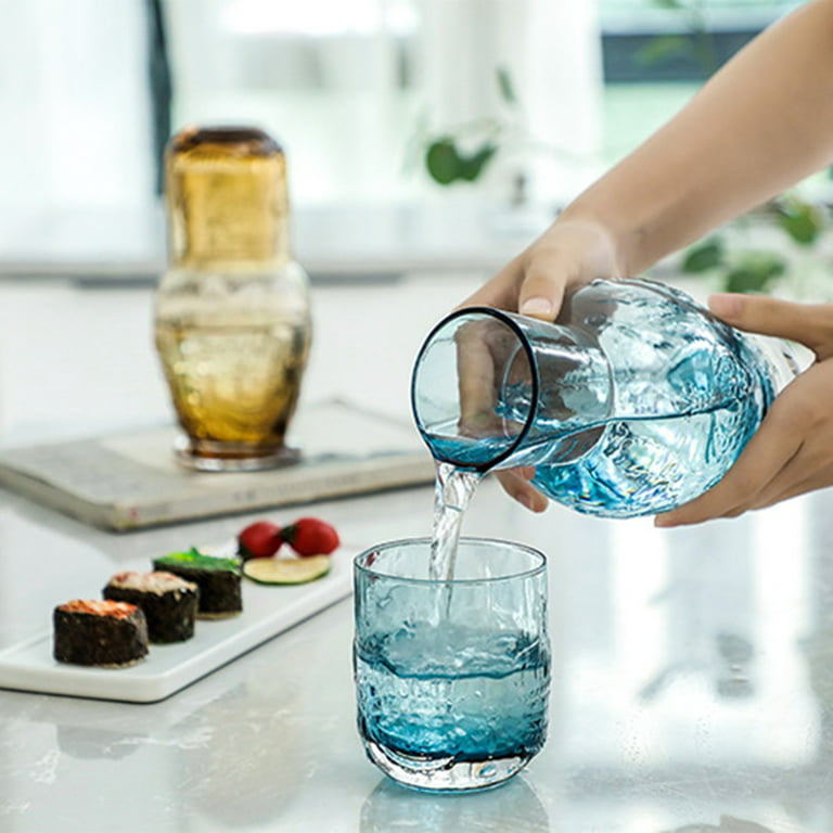 Garhelper Vintage Glass Water Jug,Night Water Carafe With Tumbler