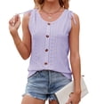 thumbnail image 2 of WEAIXIMIUNG White T Shirts for Women Fitted Women's Summer Solid Color Round Neck Button Drawstring Loose Vest Top, 2 of 9