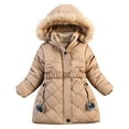 thumbnail image 2 of Spazoro Kids Girls Jackets, Hooded Long Sleeve Fall Winter Zipper Warm Coats for Child Girls Boys Coffee Size 3-4T, 2 of 3