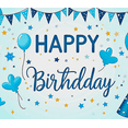 thumbnail image 4 of Blue Themed Happy Birthday Banner with Balloons Stars and Party Hats Background Decoration for Birthday Party Photography Props Party Supplies Decorations, 4 of 8