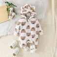 thumbnail image 3 of Wuxian Girls Outfits Christmas Romper Lovely Animal Print Winter Fuzzy Thick Thermal Bodysuit Long Sleeve Zip Up Hoodies Jumpsuit Soft Comfortable Casual Dailywear,White,9-12 Months, 3 of 4