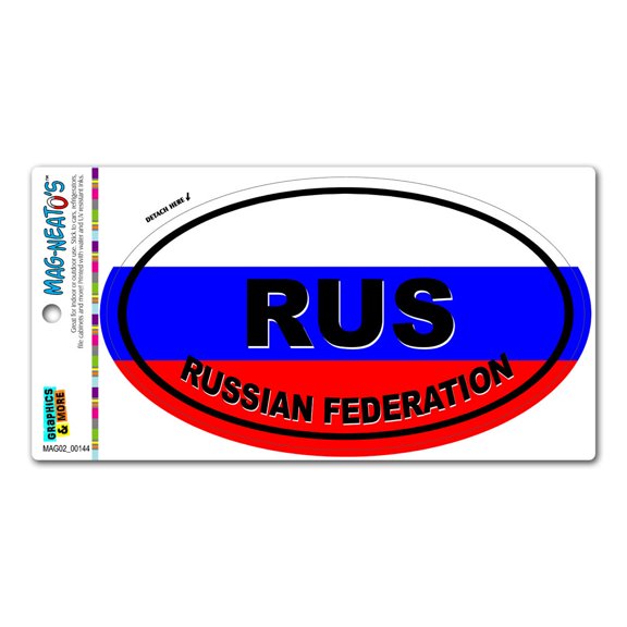Russian Federation Country Flag - RUS Euro Oval Flag MAG-NEATO'S(TM) Car/Refrigerator Magnet