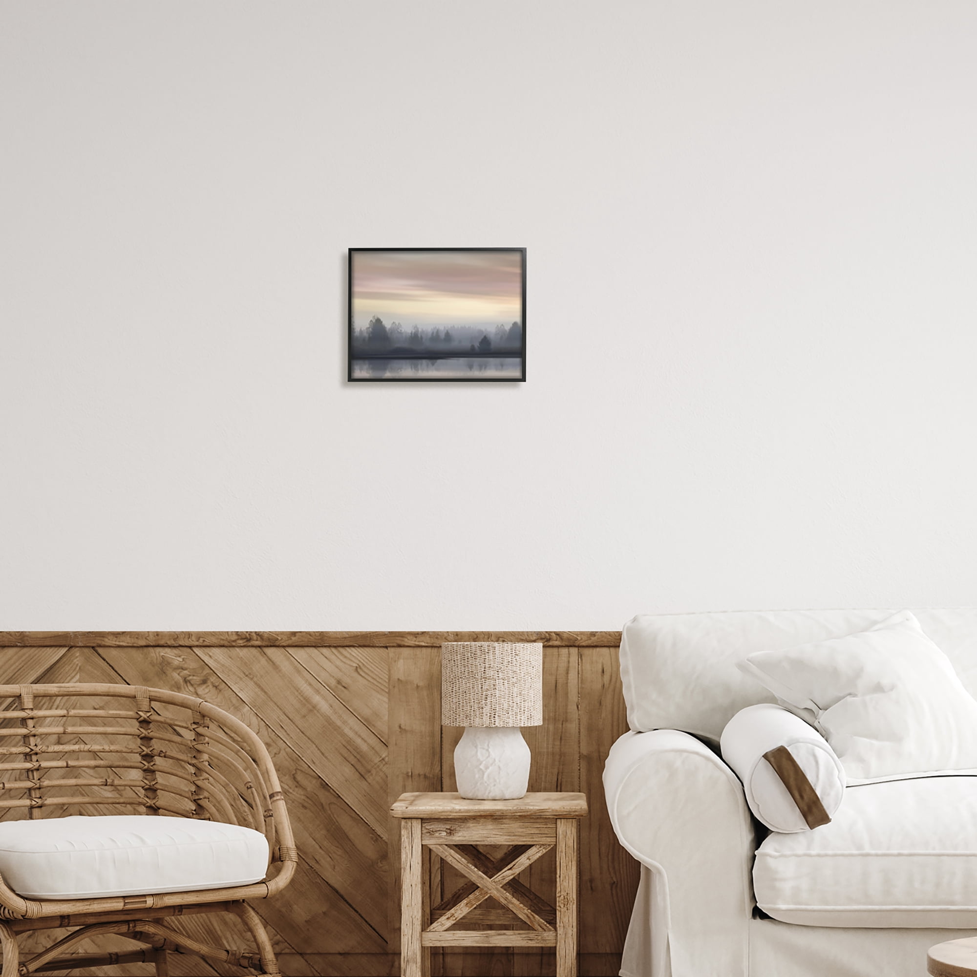Stupell Industries Foggy Pond Reflection Nature Photography Black Framed Art Print Wall Art, 14 x 11