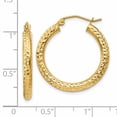 thumbnail image 2 of Beautiful 14k Diamond-cut 3mm Round Hoop Earrings, 2 of 2