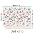 thumbnail image 3 of Pioneer Flower Floral Print Pattern Summer Linen Placemats Set Of 6, Washable Non-Slip Heat Resistant Table Mats for Kitchen, 12x18 Inch, 3 of 5