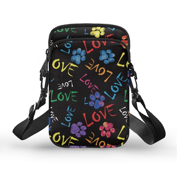 HELLHERO Double Zipper Shoulder Bag Men, Women LovePawsBag Polyester Casual Use 4.33x1.97x7.09 with Zipper Closed