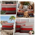 thumbnail image 5 of Red Wooden Outdoor Waterproof Pillow Covers, Grey Stripe Gradient Country Rustic Grain Decorative Square Throw Pillowcase Sofa Cushion Sham for Patio/Couch/Chair, 24"x24" 2 Pack, 5 of 8