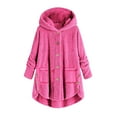 thumbnail image 2 of Fall Outfits for Women 2025 Fall Outfits for Women 2025 Women Plus Size Button Plush Hooded Loose Cardigan Wool Coat Winter Jacket, 2 of 7