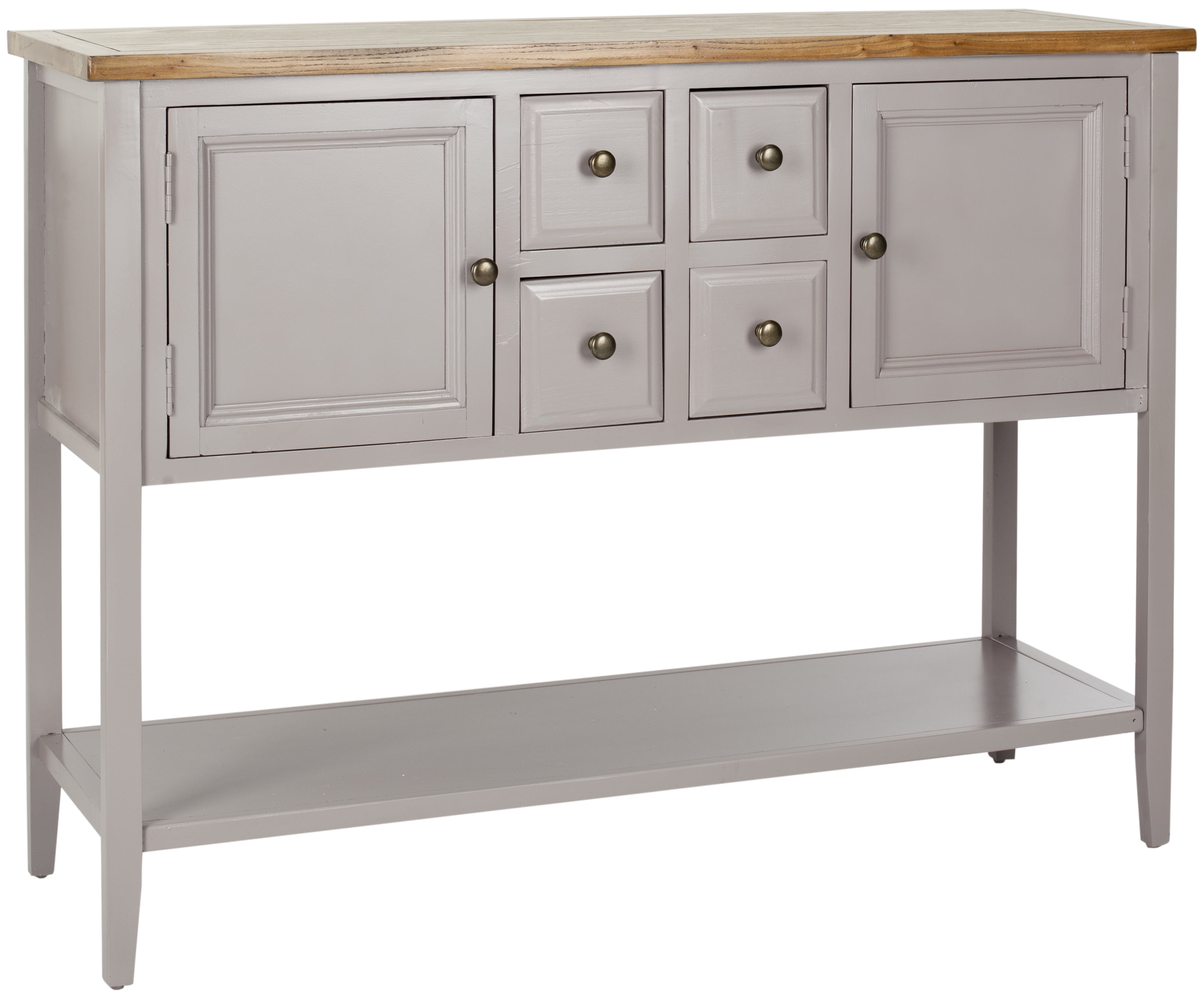 SAFAVIEH Charlotte Rustic Storage Sideboard w/ 2 Cabinets & 4 Drawers, Quartz Grey/Oak