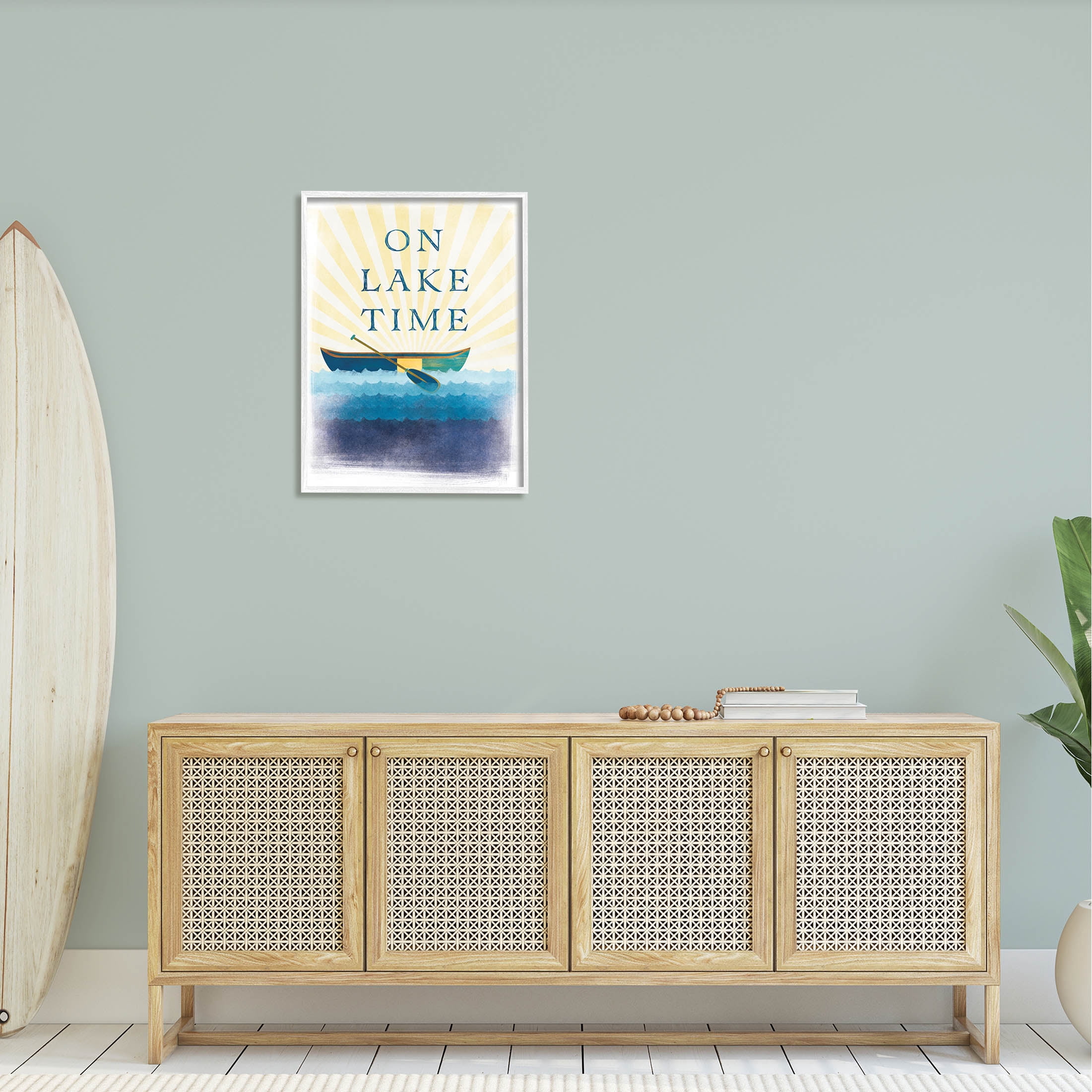 Stupell Industries On Lake Time Relaxing Sun Rays Graphic Art White Framed Art Print Wall Art, Design by JJ Design House LLC