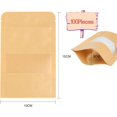thumbnail image 2 of Food Grade Kraft Paper Bags, Zip Lock Kraft Bags, Reusable Food Packaging, Kraft Paper Bags with Window, Moisture Resistant, Kraft Bags for Seeds and Nuts, 100 Pack, 10x15cm, 2 of 5