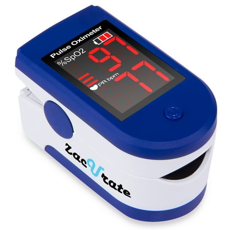 Pulse Oximeter Probe - Zacurate® Fingertip Pulse Oximeter Blood Oxygen Saturation Monitor with batteries and lanyard included (Navy Blue)