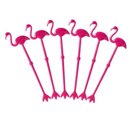 6Pcs Cafe Plastic Flamingo Cactus Tropical Disposable Coffee Stirrer Cocktail Tool Mixing Sticks Swizzle Sticks D