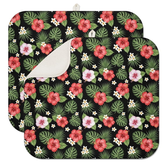 Pioneer Flower Floral Print Pattern Kitchen Dish Drying Mat 1 Pack, Ultra Absorbent Microfiber Drainer Mat, 16"x18"