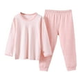 thumbnail image 3 of Bixock Toddler Boys Girls 2 Piece Loungewear Set Toddler Clothings Kids Sleepwear Set Solid Color Long Sleeve 100 Percent Cotton Base Layer Unisex Infant Outfit, 3 of 3