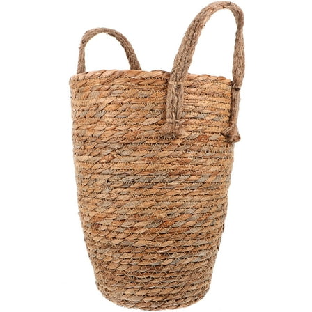 LULULION Light Brown Woven Flower Planter for Patio Use with Storage Function 1Set