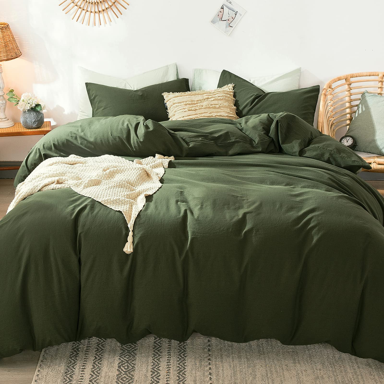 Olive With Smoked Pearl Snuggly Bedding 