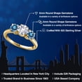 thumbnail image 2 of Gem Stone King 18K Yellow Gold Plated Silver White Created Sapphire and Persian Blue Moissanite Engagement Ring for Women | 2.00 Cttw | Round 6MM | Gemstone September Birthstone | Size 9, 2 of 6