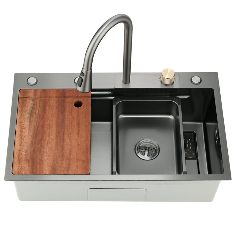 Siavonce Kitchen Sink Flying rain Waterfall Kitchen Sink Set 30x 18 304  Stainless Steel Sink with Pull Down Faucet DJ-ZX-W1225102398 - The Home  Depot