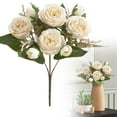 thumbnail image 5 of 5-Head Autumn Color Peony Artificial Flower Plastic Retro Bouquet for Wedding Staircase Home Table Decor, 5 of 8