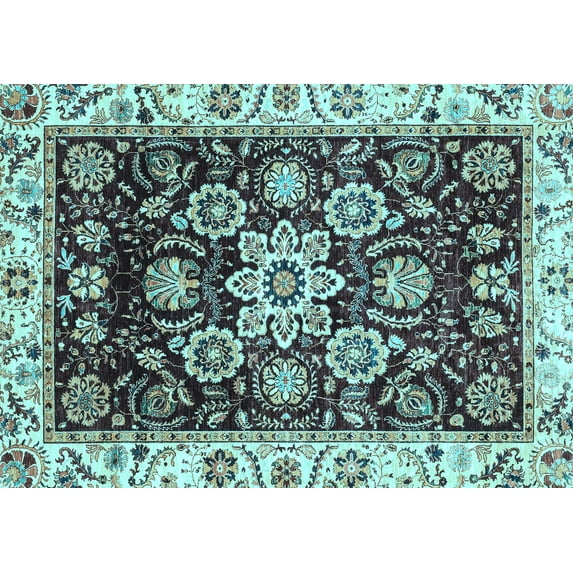 Ahgly Company Indoor Rectangle Abstract Light Blue Modern Area Rugs, 6' x 9'