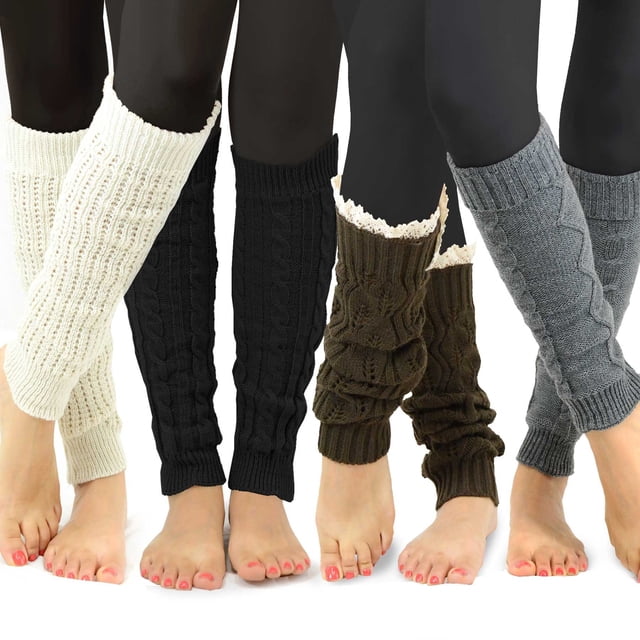 Calentadores de piernas TeeHee Fashion, bonitos tejidos, 4 pares, para mujer