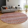thumbnail image 6 of Addison Rugs Mayfield Premium Machine Washable Transitional Stripes Pink Round Rug, 8' x 8', 6 of 6