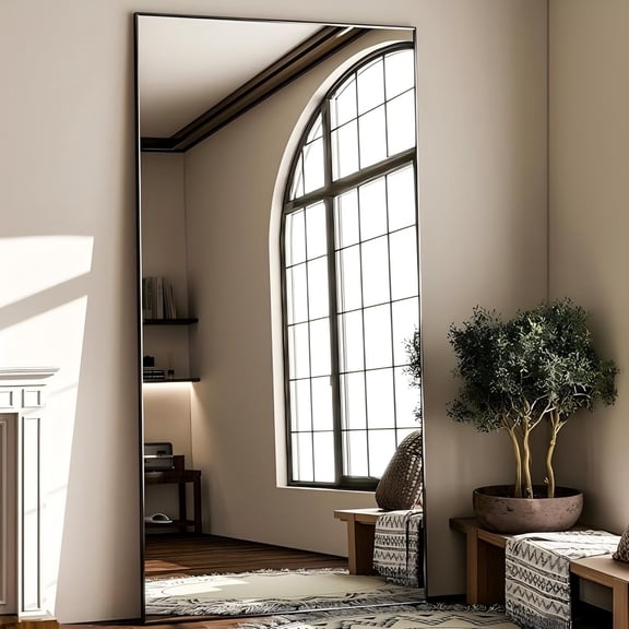 Anyrose 71"x 30" Full Length Mirror Rectangular Floor Standing Mirror Wall Mounted, Black