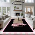 thumbnail image 3 of 8'x10' Area Rugs, Pink Bowknot Indoor Outdoor Area Rug for Living Room Bedroom, Shining Stars Vintage White Plaid Black Washable Bathroom Rugs Kitchen Floor Carpet Mats Home Decor Aesthetic, 3 of 8