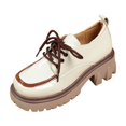 thumbnail image 2 of Willtoo Women's Leather Shoes Color Blocking Platform Oxfords Comfortable Pumps Round Toe Chunky Heel Anti-Slip Lug Sole Causal Lace-up Loafers Dress Work Shoes, 2 of 5