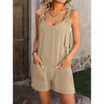 thumbnail image 5 of hotojiny Womens Cotton Linen Rompers Casual Sleeveless Wide Leg Shorts Jumpsuits Lounge Summer Beach Overalls, 5 of 7