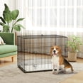 thumbnail image 2 of PawHut 35" Dog Crate, Folding Metal Dog Kennel with 2 Doors, Tray, Cushion, 2 of 10