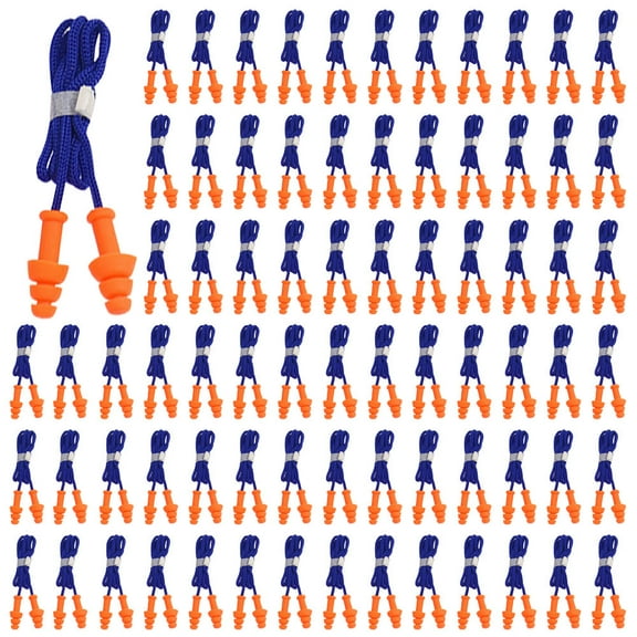 100pairs Swimming Ear Plug Reusable Silicone Sports Noise Cancelling Soft With String Construction Waterproof Sleeping Corded