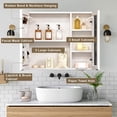 thumbnail image 2 of 32" x 28" Bathroom Medicine Cabinet with LED Lights and Mirror, Recessed/Wall Mounted Bathroom Cabinet with Lights and Storage, Double Doors, Defogger, Dimmer, Tempered Glass, LED Medicine Cabinet, 2 of 13