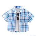 thumbnail image 2 of Fozruso Boys Summer Plaid Collared Shirt Short Sleeves Button-Down Shirts for Toddler and Kids, 2 of 6