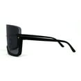 thumbnail image 4 of Extra Oversized Warp Curved Shield Upside Down Half Rim Sunglasses All Black, 4 of 4
