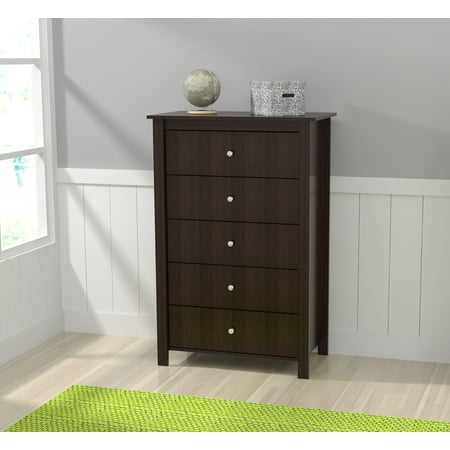 Inval Modern Espresso 5 Drawer Dresser - Walmart.com