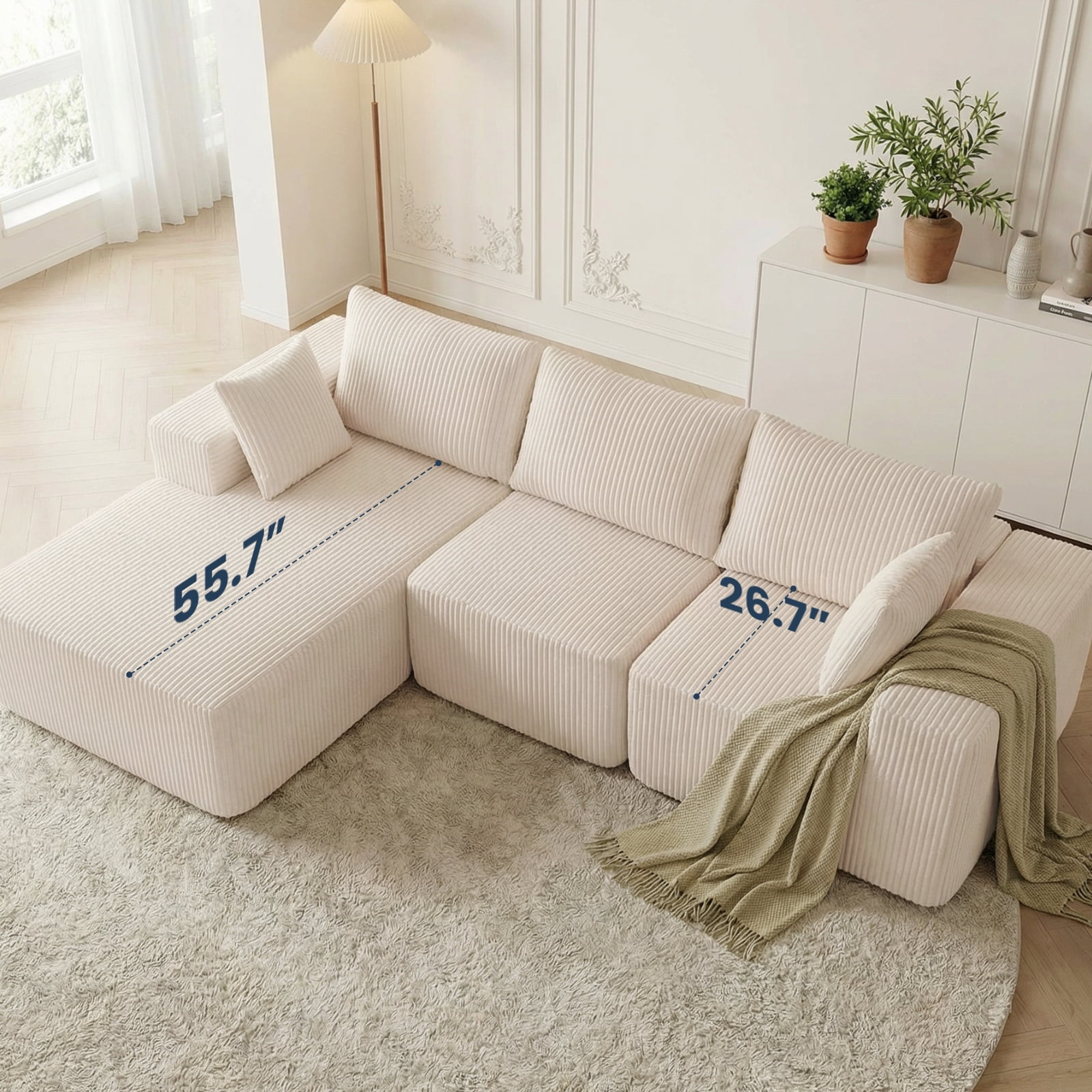 Gianna 108" L-Shaped Modular Sectional Sofa with Left Chaise, Flexible and Comfortable Couch Set