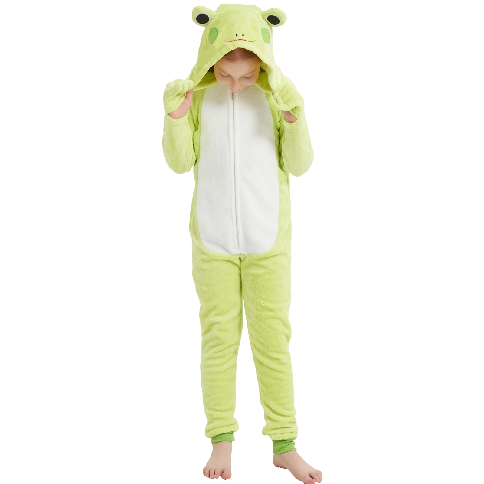 SWEETXIN Kids Frog One-Piece Pajamas Halloween Snug Plush Costume Sleepwear Christmas Gifts for Girls Boys 5T